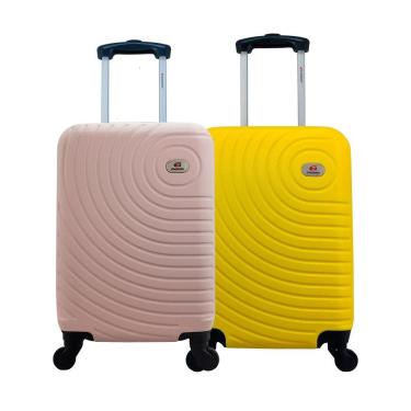 Imagem de Kit Duas Malas De Bordo Rígidas 360º - Gladiador A7 - Amarelo e Rosé