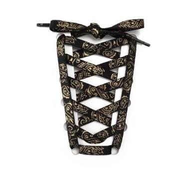 Imagem de Cadarços Planos Dourados Para Tênis Esportivos, Casuais, Basquete E Tê