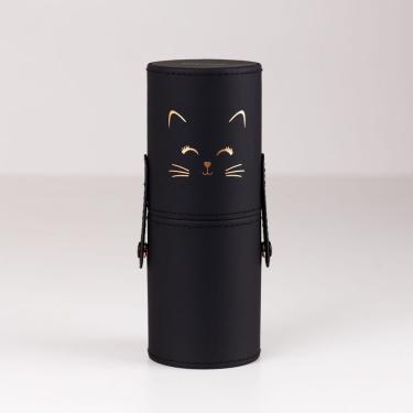 Imagem de Kit de Pincéis de Maquiagem Kit Pincel com Case Gatinho para Organização em Viagens Pre...