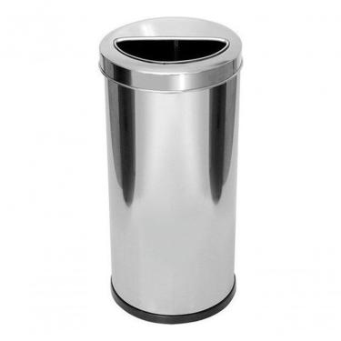 Imagem de Lixeira Inox 30 Litros com Aro Meia Lua Aço Inox Abertura com Aro para Fixação Inox Hig...