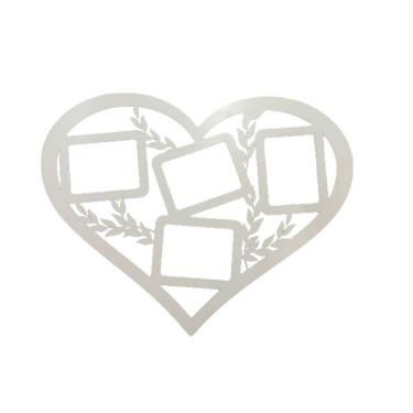 Imagem de Porta-Retratos Coração 4 Fotos em MDF Branco com Corte a Laser para Decoração Trovarelli Móveis