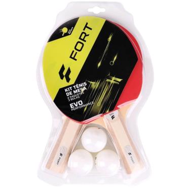 Imagem de Kit Tênis de Mesa Evo 2 Raquetes 3 Bolas Fort-Unissex