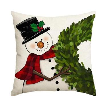 Imagem de Capa De Almofada Azul De Natal Com Impressão Em Um Lado Para Sofás De 