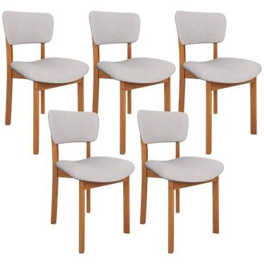 Imagem de Kit 05 Cadeiras Para Sala De Jantar Cozinha Living Estofada Dara L02 Linho Cinza - Lyam Decor
