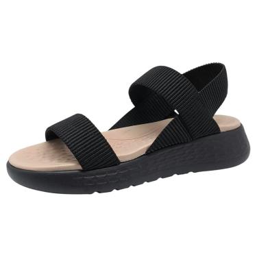 Imagem de Sandália Feminina Anabela Baixa Leve Confortável Comfortflex