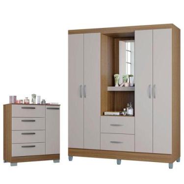 Imagem de Cômoda 868 4 Gavetas E 1 Porta Com Guarda Roupa Solteiro Córdoba 4 Por