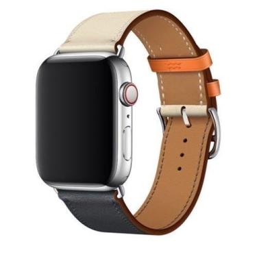 Imagem de Pulseira para Apple Watch 42mm 44mm Cour o genuino Premium Creme com A