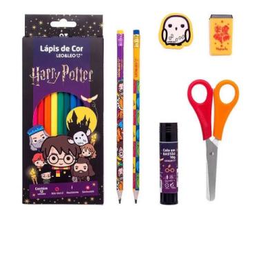 Imagem de Lápis de Cor 12 Cores Harry Potter Kit Escolar com 6 Peças - LEONORA