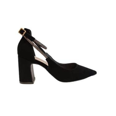 Imagem de Sapato Feminino Scarpin Bebecê Preto Brilho T7021-204, Preto, 37