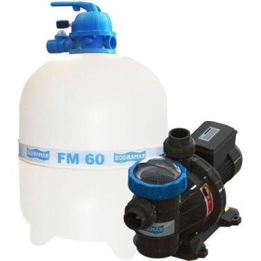 Imagem de Kit Filtro FM-60 e Bomba 1cv BM-100 Mono p/ piscinas de até 113 mil li