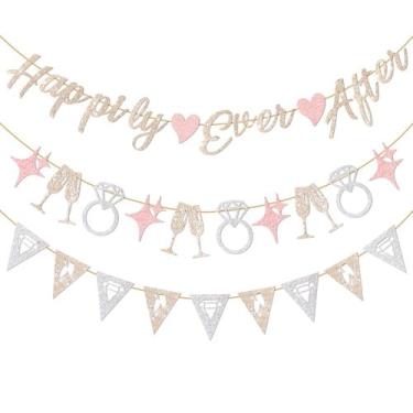 Imagem de Conjunto de Faixas para Casamento Hopecore Rosa e Dourado com Glitter 