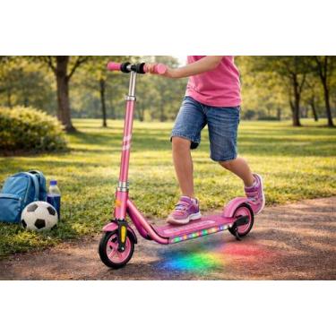 Imagem de Patinete Elétrico Infantil Rosa LED Dobrável Recarregável - UNITOYS