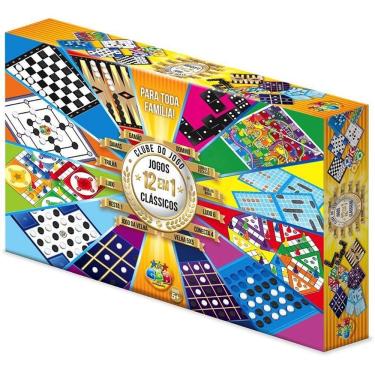 Imagem de Jogo de Tabuleiro 12 em 1 Clube do Jogo com Damas Ludo Dominó Gamão e Mais GGB Plast