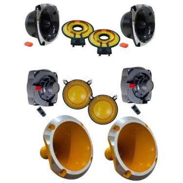 Imagem de Kit 2x2 driver tweeter unlike 500 + corneta alumínio reparos, AMARELO