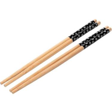 Imagem de Conjunto 4 Pares Hashis Japonês 24x1cm Preto Bambu Sunflower Lyor Sush