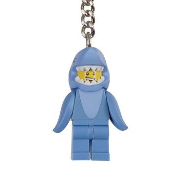 Imagem de Chaveiro Tubarão Minifigura Shark Suit Guy Corrente de Metal Cinza Lego