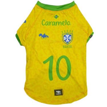 Imagem de Roupa Brasil para Cachorro UV50+ DogNerd Brasil Amarela Tamanho:3