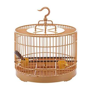 Imagem de KIZQYN Gaiola redonda para pássaros com alimentador gaiola de pássaro de plástico para pássaros pequenos de 30 cm de diâmetro gaiola retrô clássica com gancho gaiola de voo
