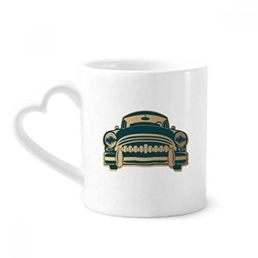 Imagem de Caneca com estampa de contorno de carros clássicos verde café cerâmica copo de coração de vidro