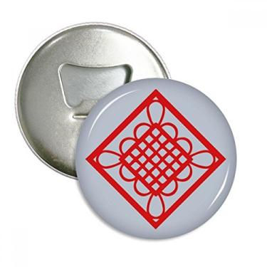 Imagem de Diamante vermelho nó chinês abridor de garrafas com ímã de geladeira emblema multifuncional