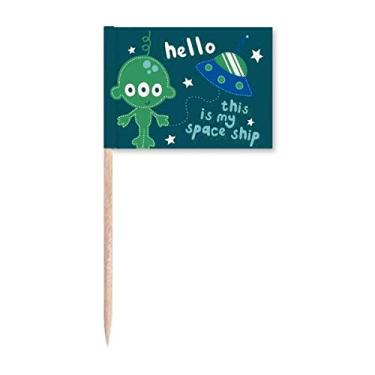 Imagem de Universo e alienígena Hello Alien Marcador de palito de dente Topper Decoração de festa