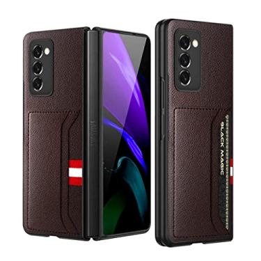 Imagem de Com suporte para cartão, bolsa de couro para Samsung Galaxy Z Fold 3 4 Fold4 Fold2 Fold3 5G Fold 2 Capa protetora anti-riscos, marrom, PARA Galaxy Z Fold 3