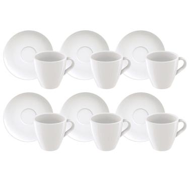 Imagem de Conjunto com 6 Xícaras e Pires para Capuccino Tramontina Paola em Porcelana Branca - 200 ml