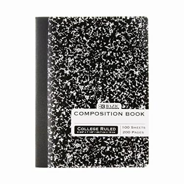 Imagem de Caderno de composição BAZIC de mármore preto, pautado pela faculdade, 100 folhas, caderno de anotações para escritório escolar, pacote com 48