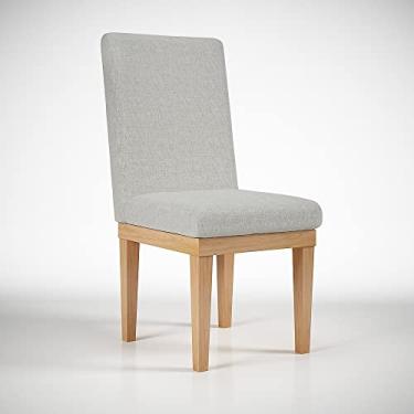 Imagem de Cadeira Estofada Reforçada para Mesa de Jantar Luxo Linho Cor:Linho Cinza Claro