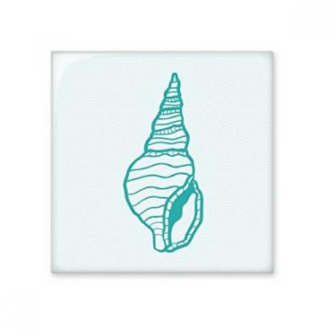 Imagem de Decalque brilhante de azulejo de cerâmica com ilustração azul de caracol da vida marinha