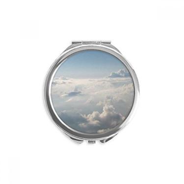 Imagem de Cinza céu branco nuvens mão compacto espelho redondo portátil bolso vidro