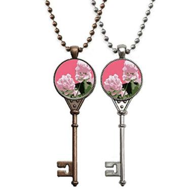 Imagem de OFFbb-USA China Peônia Flor Medicina Chaveiro Colar Pingente Joias Decoração Casal