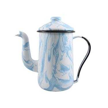 Imagem de Bule para Café Tradicional 14 Esmaltado Marmorizado Azul Claro - 1500 ml - Ewel