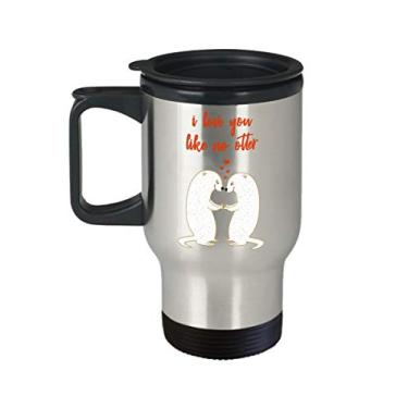 Imagem de Caneca de viagem I Love You Like No Otter – Caneca de chá divertido com isolamento de cacau quente – ideia de de Natal