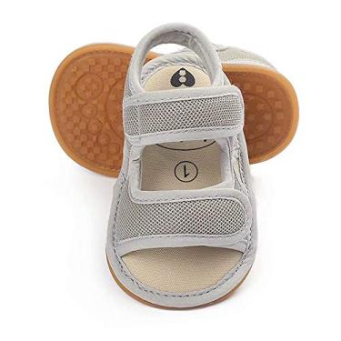 Imagem de Sandálias para meninos bebês meninas premium respirável sola de borracha antiderrapante infantil verão ao ar livre sapatos infantis primeiros passos, A-grey, 3-6 Months Infant