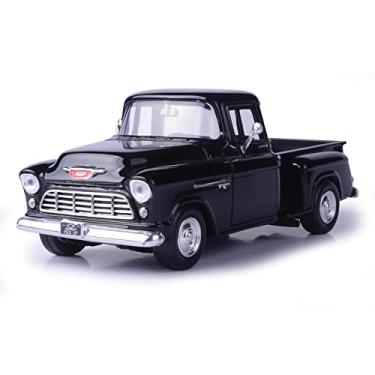 Imagem de 1955 Chevrolet 5100 Stepside Pickup Truck Black 1/24 Diecast Car Model by Motormax