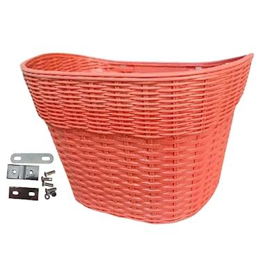 Imagem de Deevoka Cesto de bicicleta frontal feminino e masculino fácil de instalar acessórios de bicicleta cesta de guidão, L Marrom