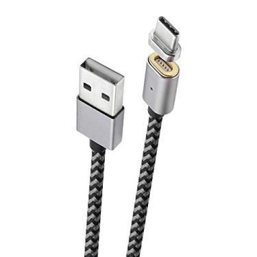 Imagem de Geonav Cabo USB-C com conector magnético, nylon trançado, 1,5MT, UCC03MG, Cinza Escuro
