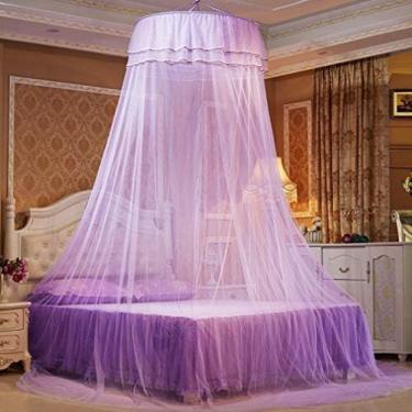 Imagem de Rede Mosquiteira Para Cama Com Dossel Queen Size Com Gancho Para Camas Twin Full E Queen Size Berço, Instalação Rápida E Fácil, Tecido Retardante De Fogo,Roxo,Bonny369