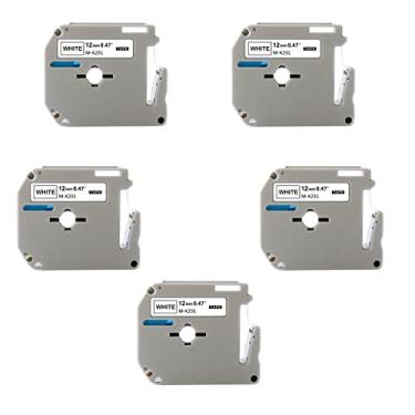 Imagem de KIT COM 5 FITAS BRANCAS ROTULADOR BROTHER COMPATÍVEL Mk231 M231 Mk 231