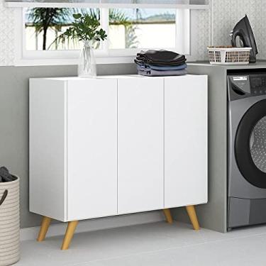 Imagem de Armário Lavanderia Retrô com 3 Portas 90 cm Multimóveis Mp5033 Branco/natural
