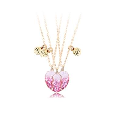 Imagem de COLORFUL BLING 2-3 peças, colar de coração meio dividido BFF fofo gato abacate combinando com pingente irmãs by Heart Friendship Jewelry, Zinco, Strass