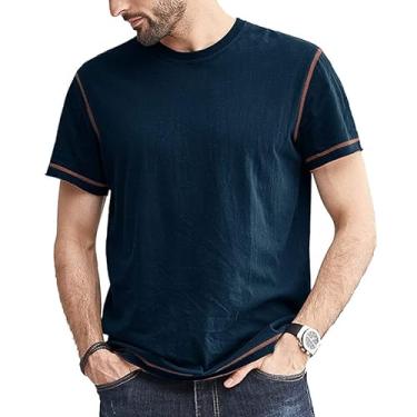 Imagem de Camiseta masculina clássica de manga curta com design moderno color block, Azul royal, P