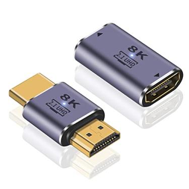 Imagem de Duttek Adaptador HDMI 2.1 8K, adaptador HDMI macho para macho UHD de 48 Gbps e conector adaptador de acoplador HDMI fêmea para fêmea, suporta vídeo 8K @ 60Hz para DVD, TV, monitores (pacote com 2)