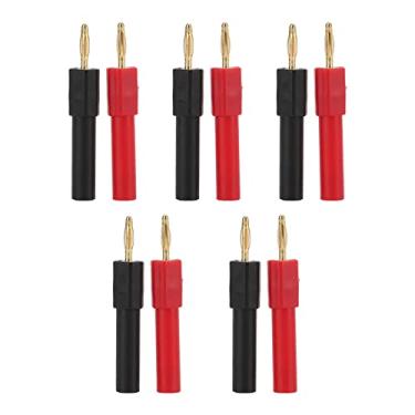 Imagem de Adaptador de plugue banana, 2 mm macho para adaptador fêmea de 4 mm conector banana de latão preto e vermelho, pacote com 5