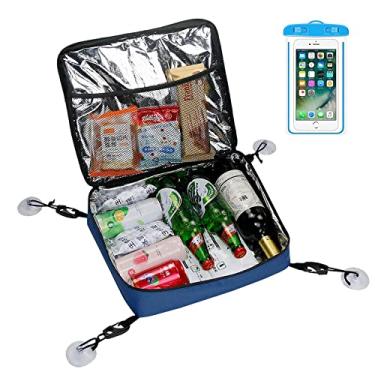 Imagem de Bolsa térmica Sup (azul) capacidade de 11 L, bolsa de telefone impermeável, bolso superior de malha, ventosa portátil, bolsa de tecido de nylon com zíper, acessórios de deck