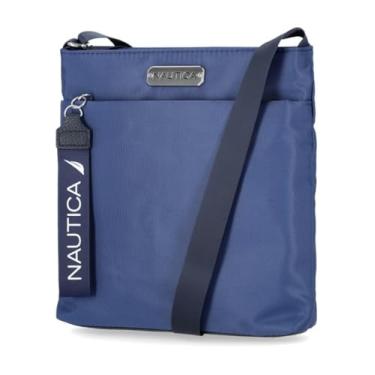Imagem de Nautica Bolsa feminina feminina Diver Nylon pequena com alça de ombro ajustável, Índigo, One Size