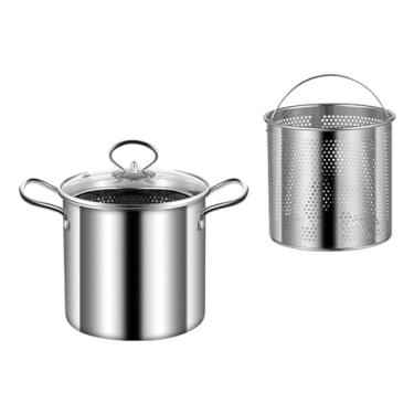 Imagem de Generic Panela para fritar, macarrão de cozinha com cesta de filtro, fogão com alças, vaporizador multifuncional, óleo para fritar para festa