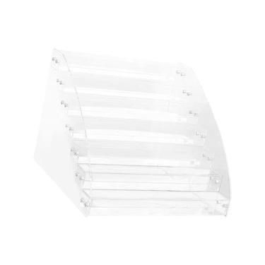 Imagem de Kokiya Titular de cartão de visita acrílico expositor mesa rack de armazenamento transparente titular cartões de nome prateleira de armazenamento de, 7º nível