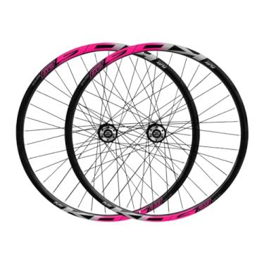 Imagem de Kit Bicicleta Aro 29 Par Roda Aro 29 KOG Parede Dupla Cubo Rosca Disco Raios Inox,Preto Rosa